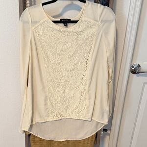 NWT Cream Lace Accent Blouse